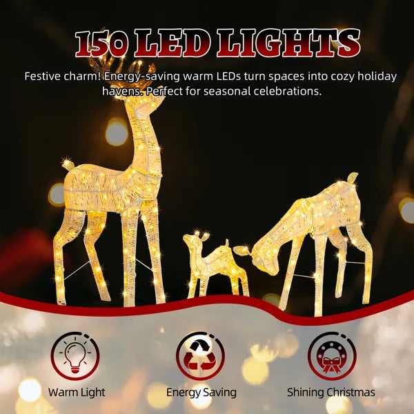 Lighted Christmas Reindeer Family Set - 3 Outdoor Decorations