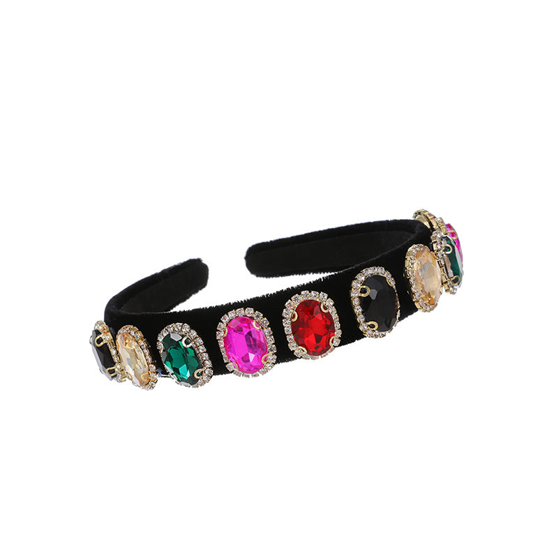 Women’s Fabric Diamond Round Headband with Chain Clip - Stylish Hair Accessory
