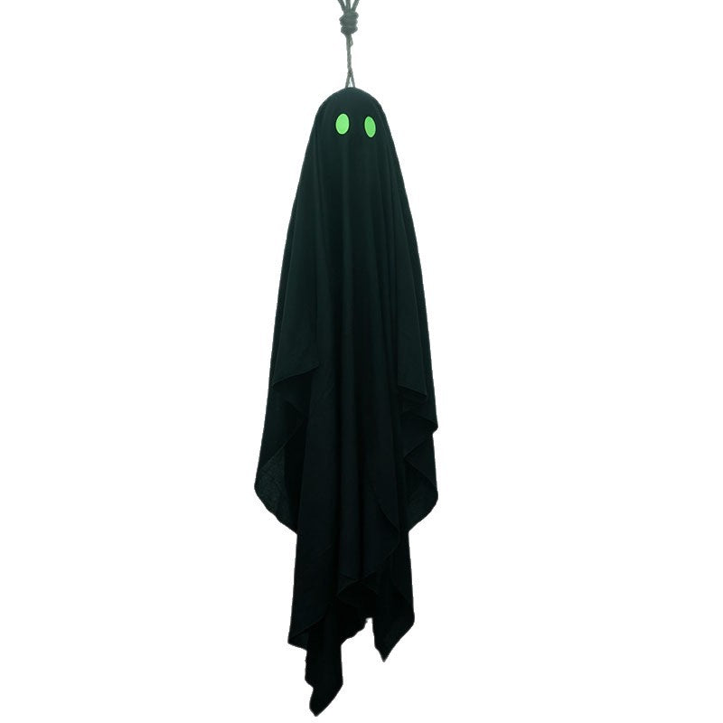 Glow-in-the-Dark Black Ghost Hanging Decoration for Outdoors & Windows