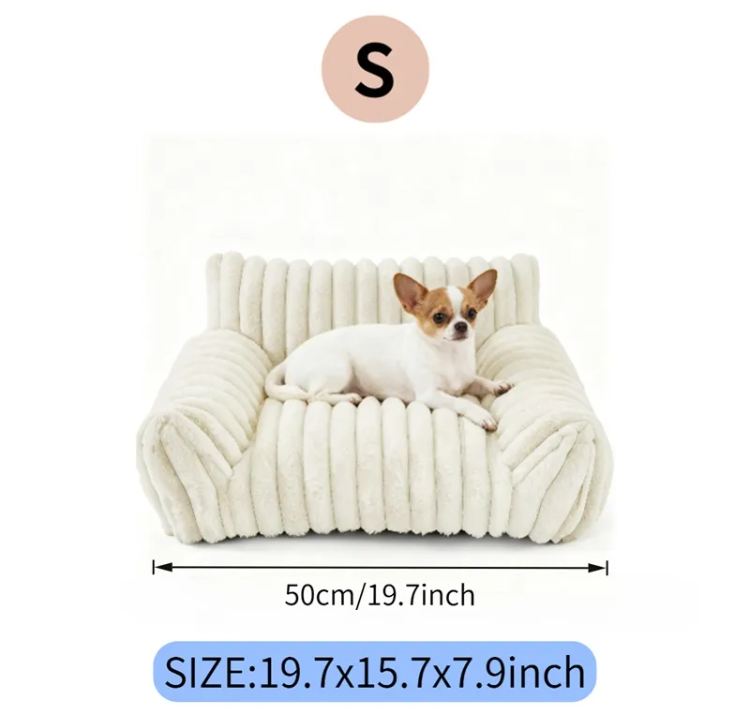 Pet Sofa Bed with Removable Washable Cover for Small Cats & Dogs - Fluffy, Supportive Couch