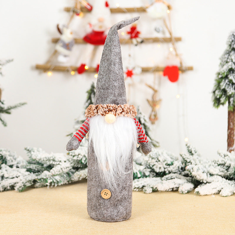 Faceless Old Man Christmas Wine Bottle Cover - Holiday Decor, Wine Sleeve