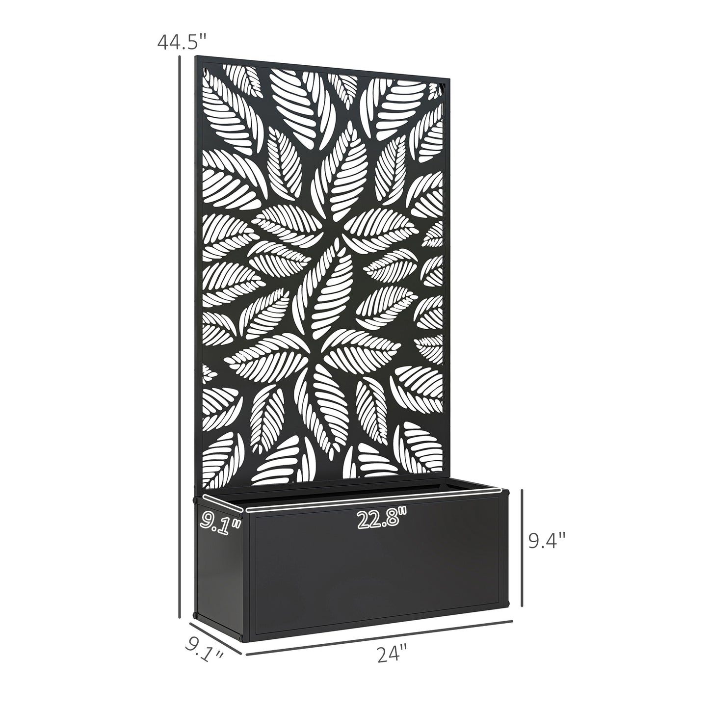 Metal Garden Bed with Trellis for Climbing Plants - Freestanding or Wall Mountable, Black 960x680mm