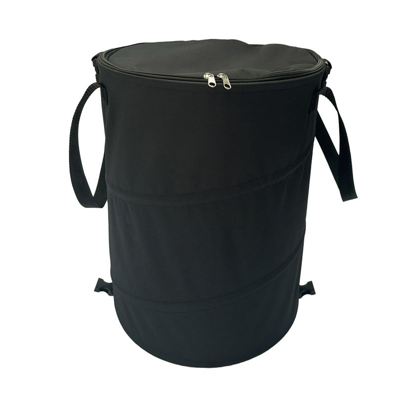 Large-Capacity Foldable Outdoor Trash Bin with Lid for Camping and Garden Storage