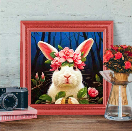 Diamond Painting Kit with Round and Square Beads - Animal Rabbits Art Deco