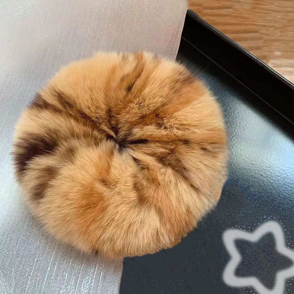 Plush Hair Ring with Rabbit Hair - Multiple Colors