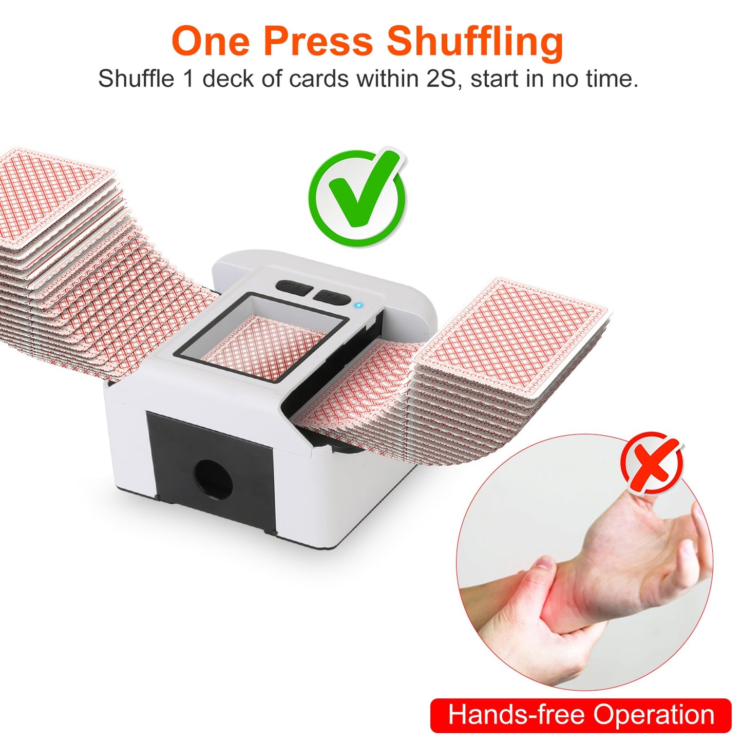 Rechargeable Automatic Card Shuffler - 2 Decks, Auto & Manual Modes