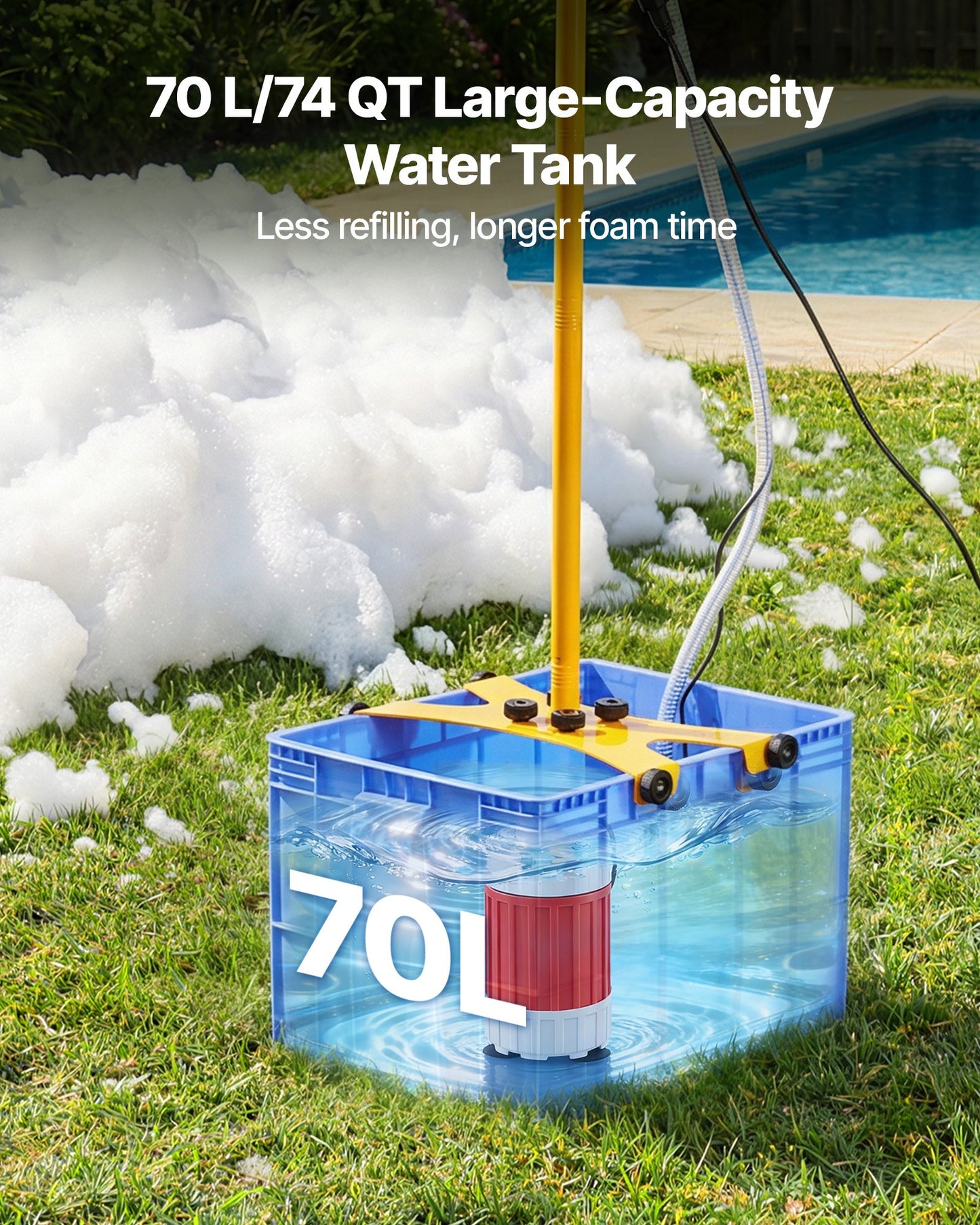 Foam Machine for Parties & Events - 9.84-16.4 ft Spray Range, 74QT Water Tank, Stable Vertical Design, Black