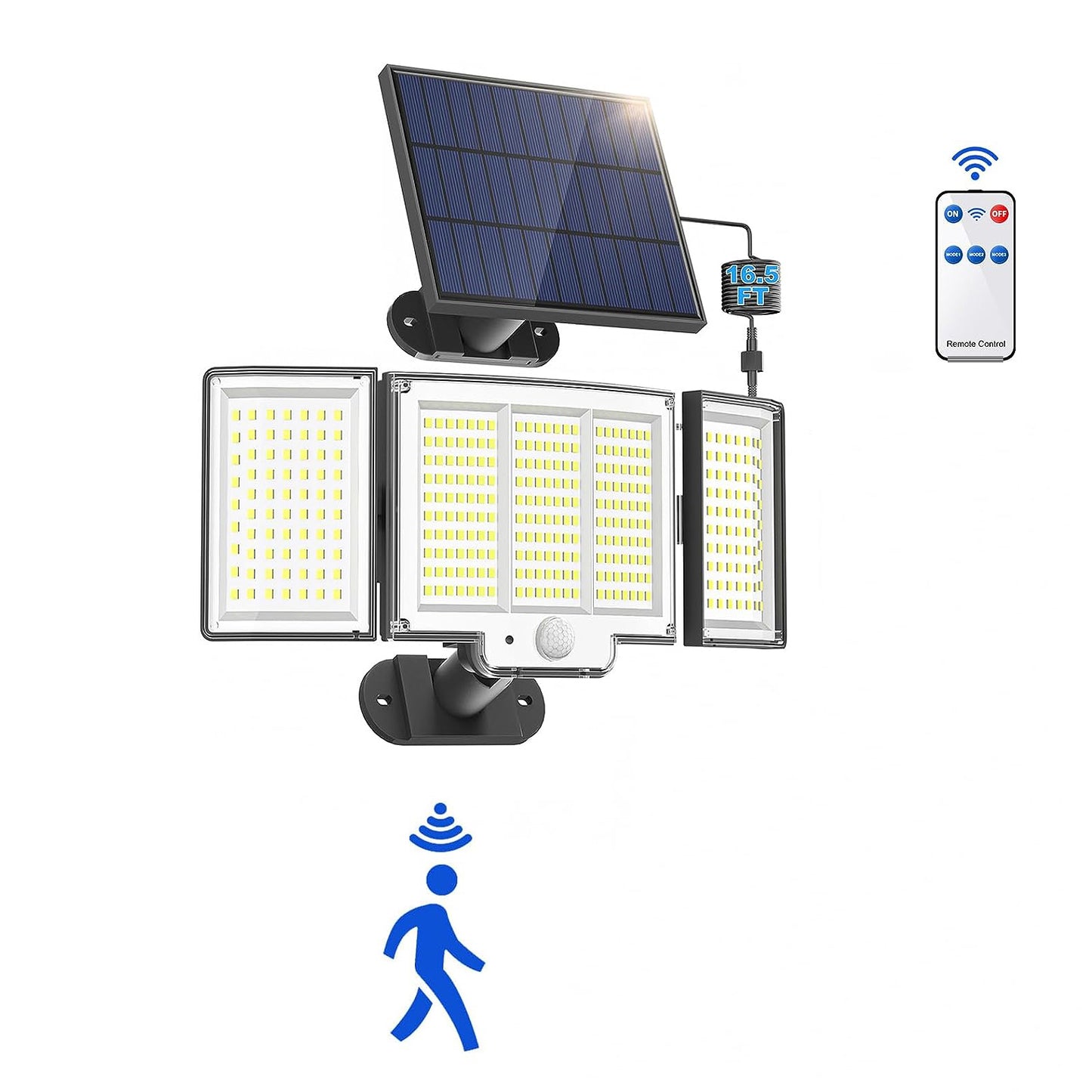Outdoor Solar Motion Lights 348 LED Waterproof Security Floodlights with Remote