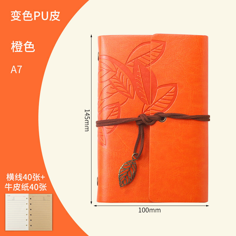 Vintage Travel Notebook - Loose Leaf Diary with Imitation Leather Cover