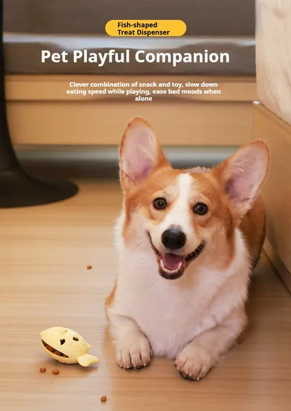 Fish-Shaped Dog Treat Dispenser Toy - Food-Grade Silicone Slow Feeder for Boredom Relief & Teeth Cleaning