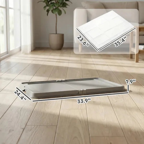 Foldable Dog Litter Box with Pee Pads — Portable, Easy to Clean, Non-Slip, for Indoor & Outdoor Use