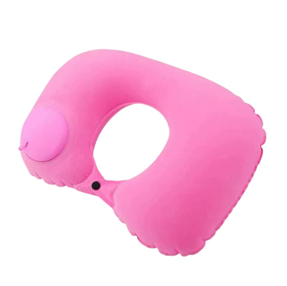 Portable Inflatable U-Shaped Travel Pillow with Self-Inflating Valve