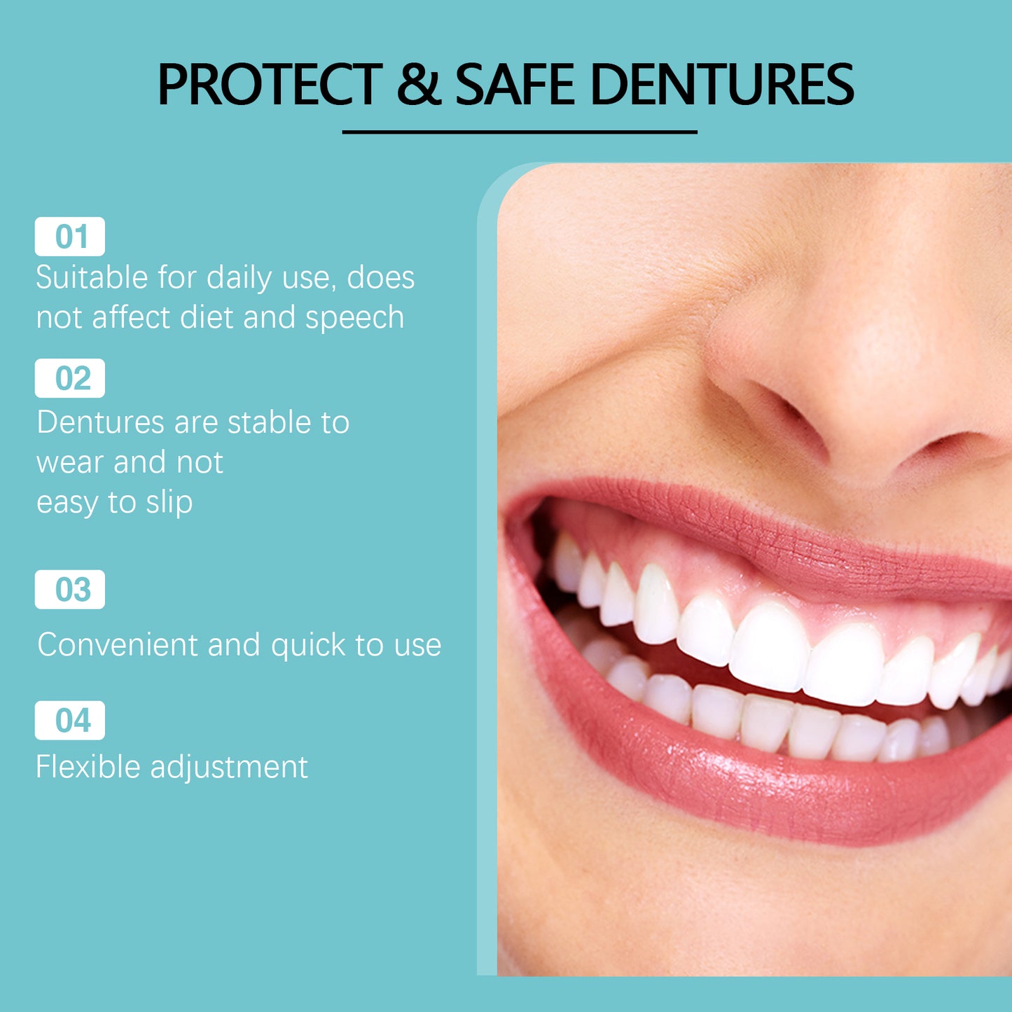 Adjustable Snap-On Silicone Dentures for Natural Smile Correction