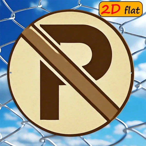 No Parking Symbol Aluminum Round Outdoor Sign - 7.87in