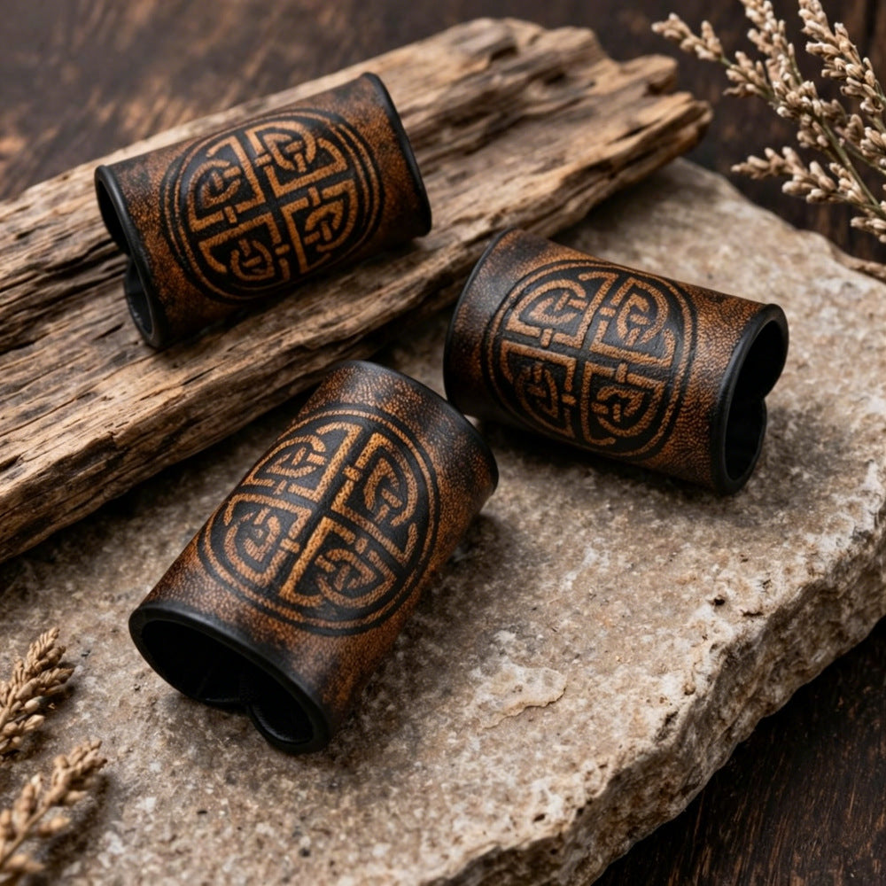 Nordic Viking Leather Hair Accessory Set of 3