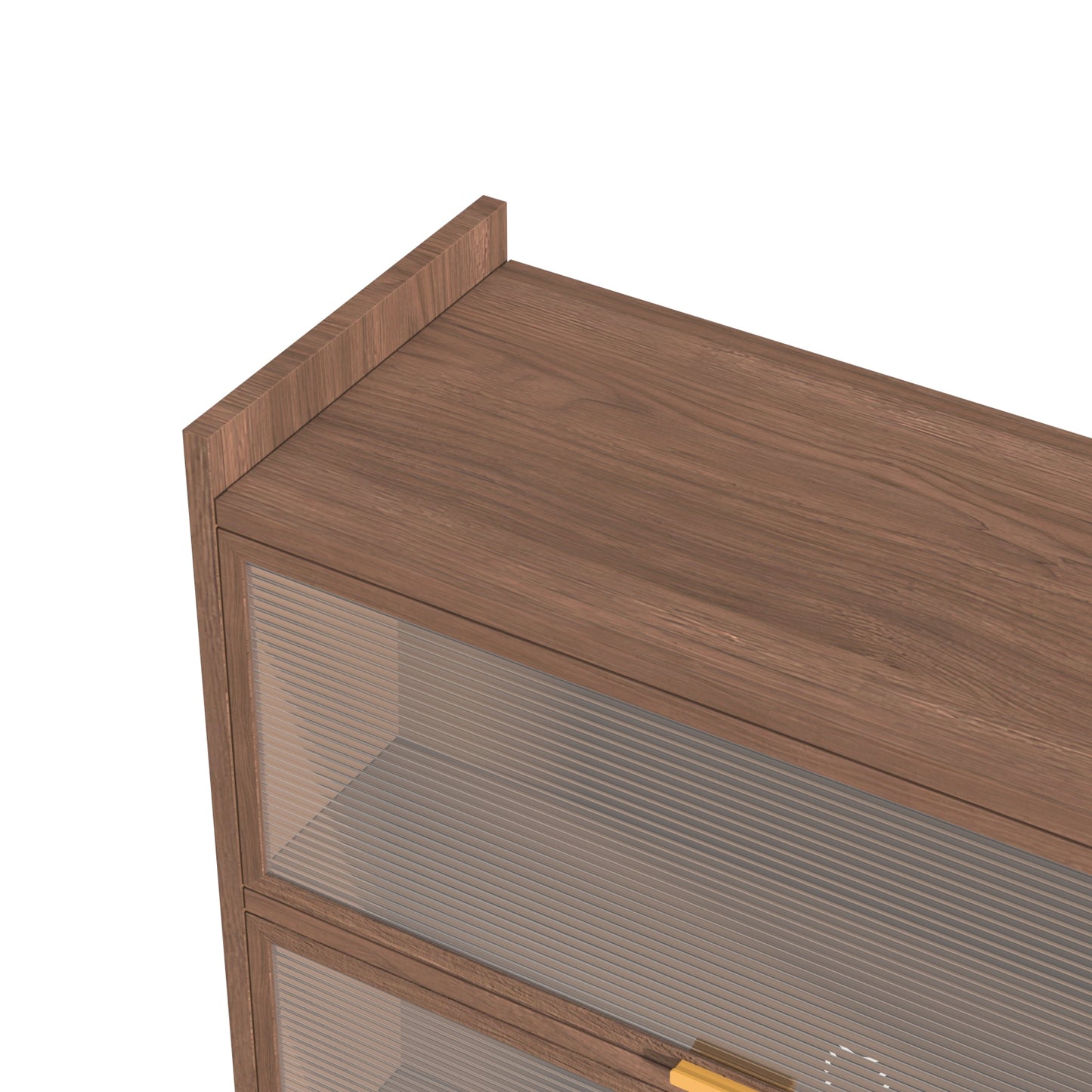 44'' Tall Metal Cabinet with 3 Flip Doors - Walnut Storage