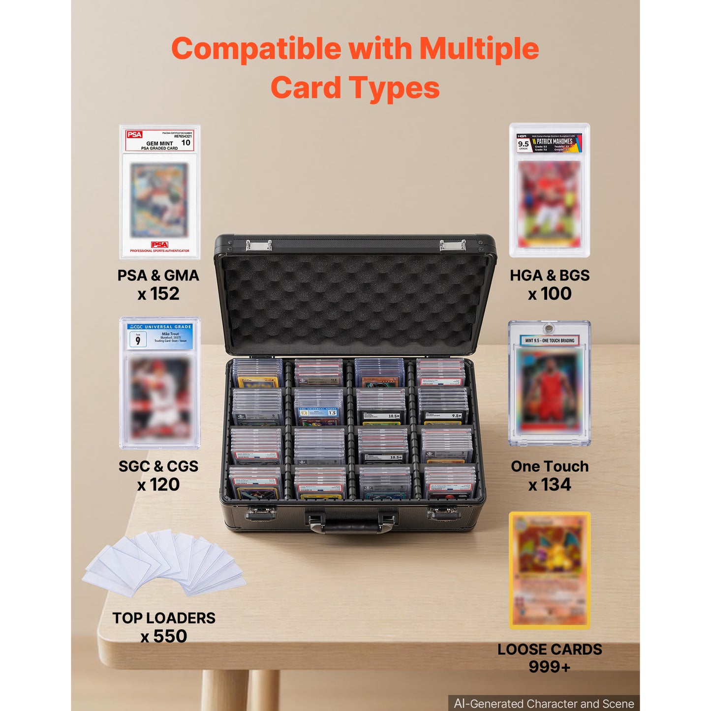 Card Storage Box for Collectible Trading Cards with Lock and Dividers - Holds 120+ Cards