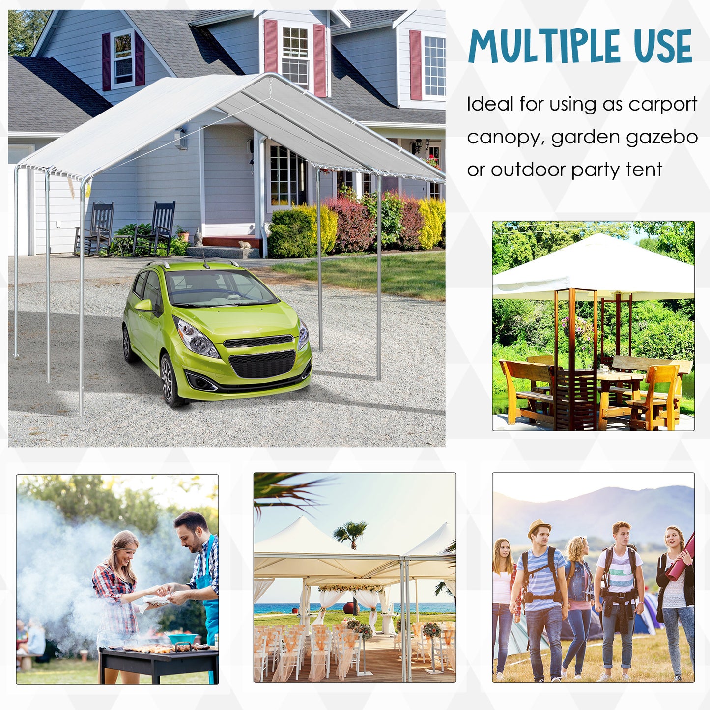 Heavy Duty Carport Canopy 9.6' x 19.5' with Anchor Kit