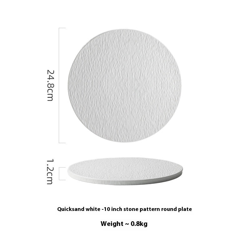 Ceramic Flat Plate Set - Nordic Style Rock Pattern Kitchen Dishware