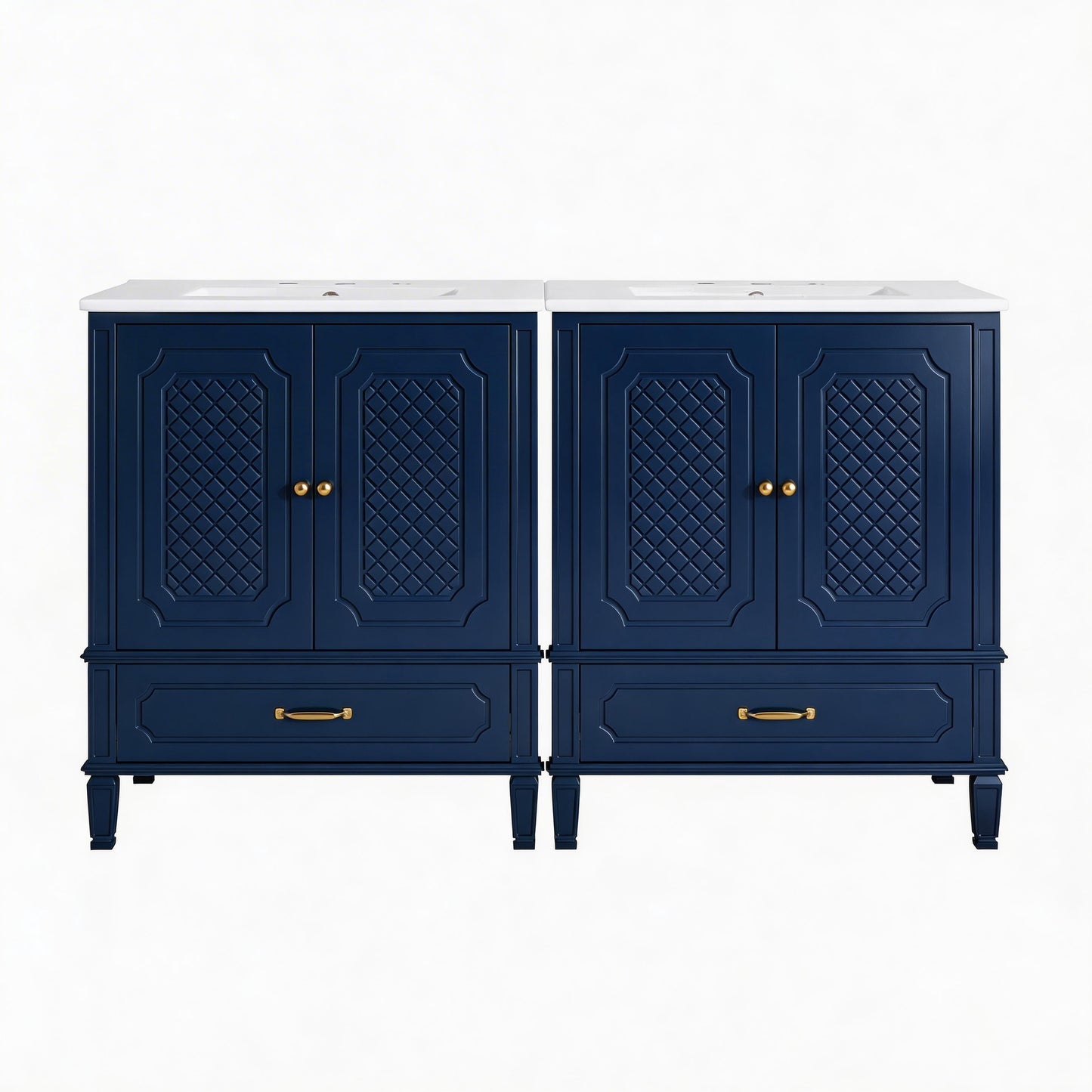 60" Double Sink Bathroom Vanity Combo Set - Blue