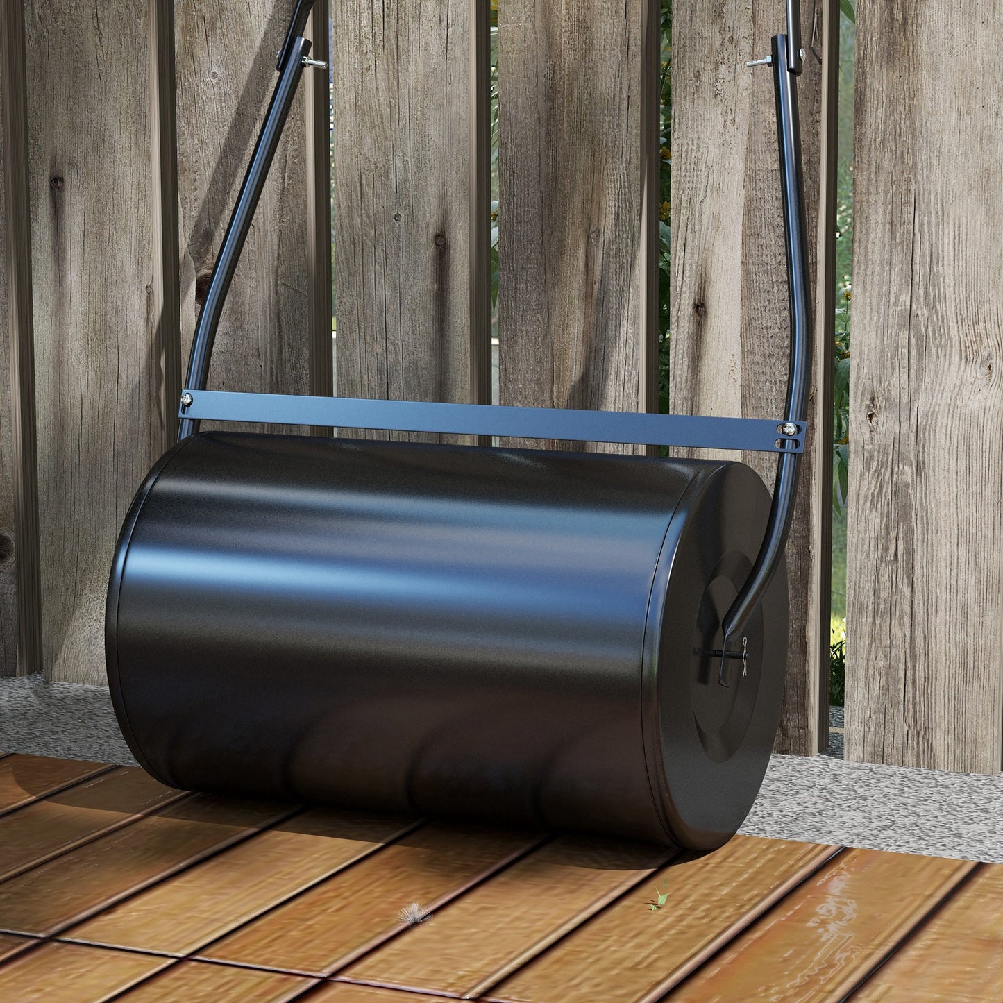 Heavy Duty Push Lawn Roller 38L Water/Sand Fill Garden Tool Black