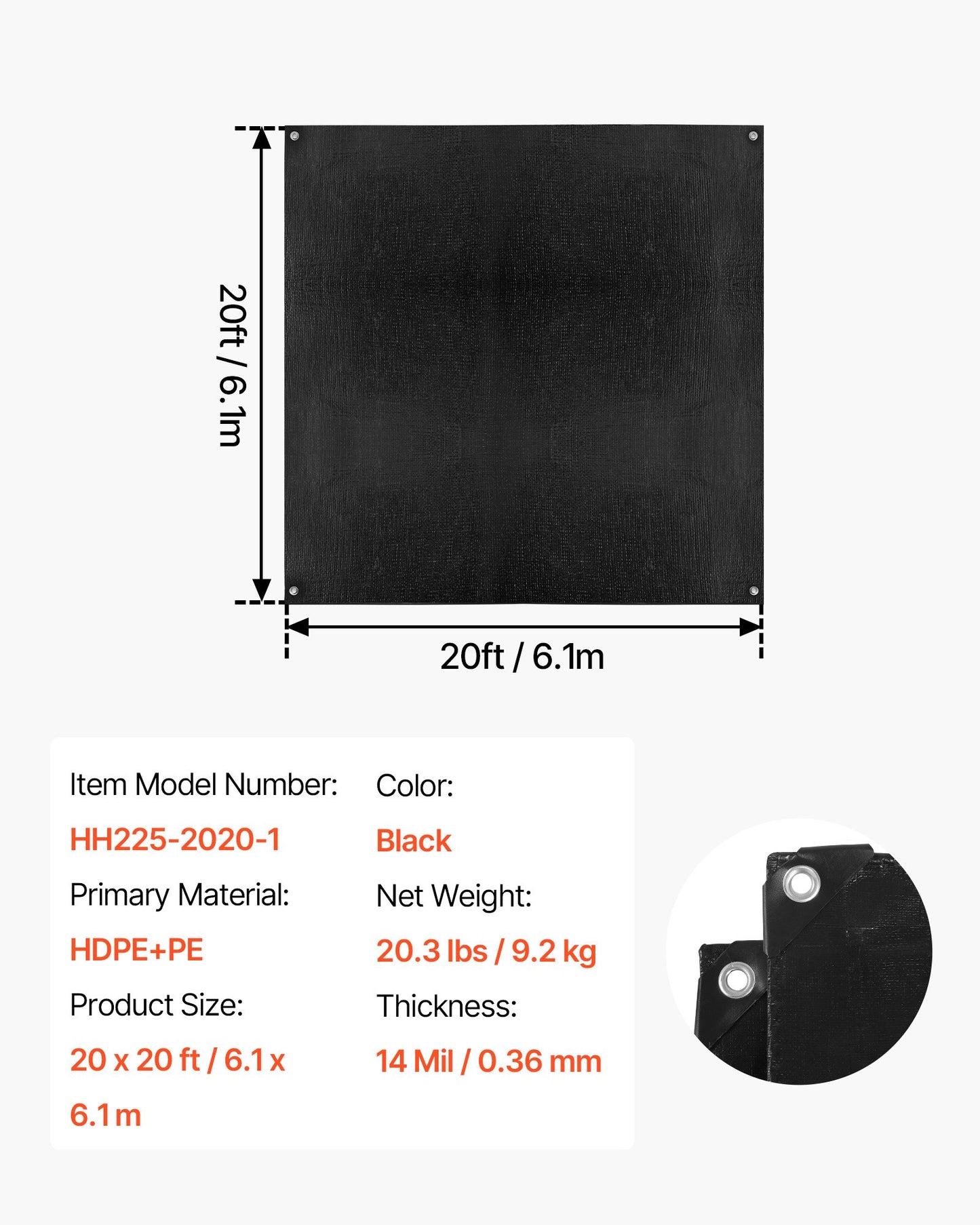20 x 20 Ft Pond Liner 14 Mil Reinforced PE Waterproof Fish Pond Liner for Outdoor Water Gardens