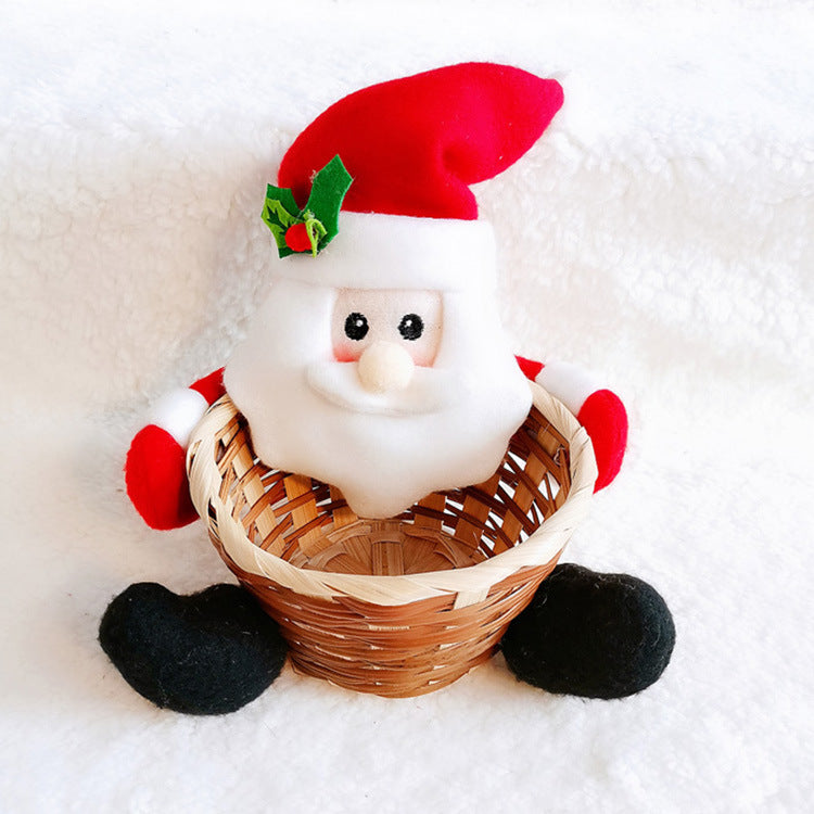 Christmas Decoration Storage Basket with Santa Snowman Elk Candy Holder
