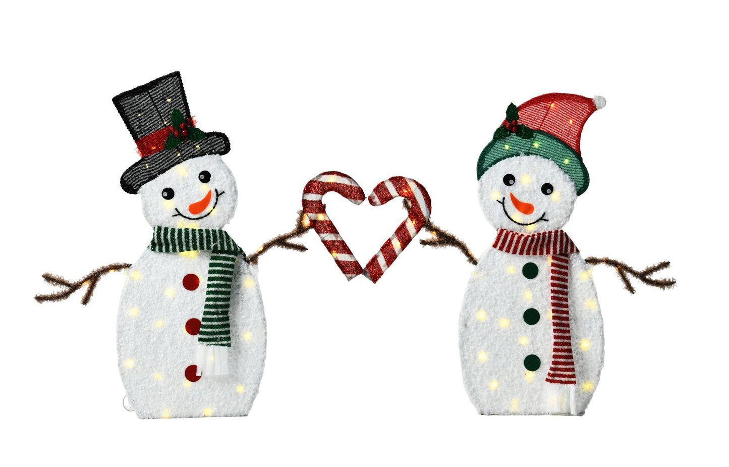 Heart-Shaped Snowman LED Lights for Holiday Decor