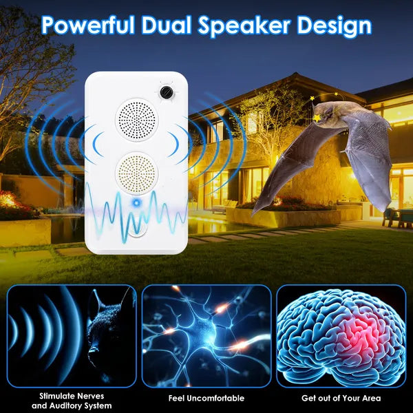 Rechargeable Ultrasonic Bat Repellent - 2 Pack Indoor/Outdoor