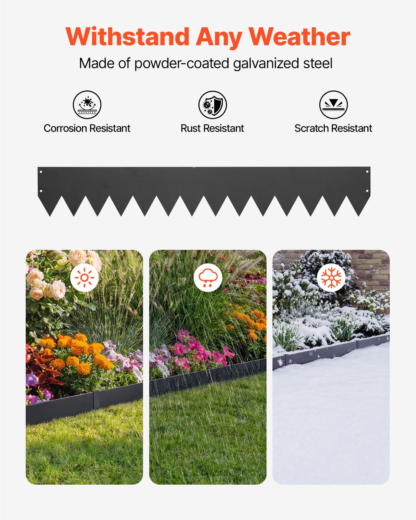 Galvanized Steel Garden Edging 24-Pack Black 40x6 Inch Landscape Border with Clips