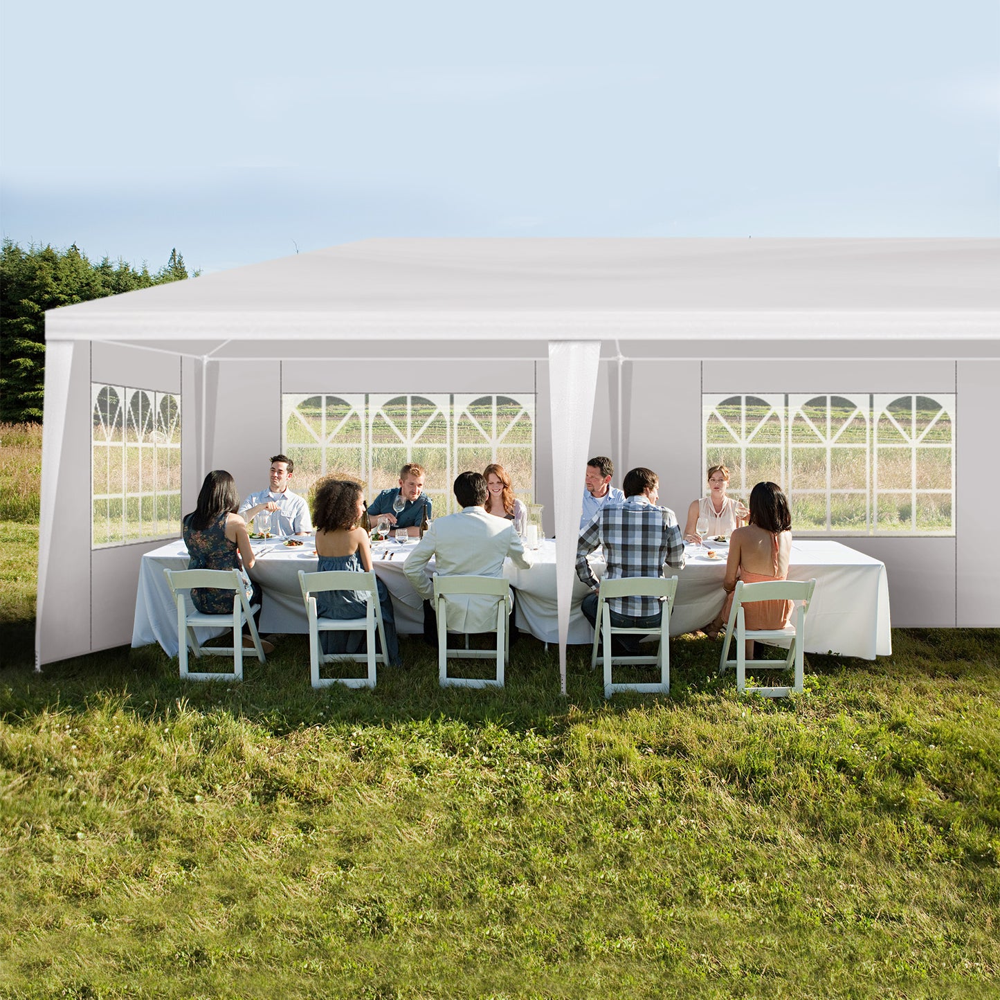 10x30ft White Outdoor Wedding Tent with Removable Sidewalls
