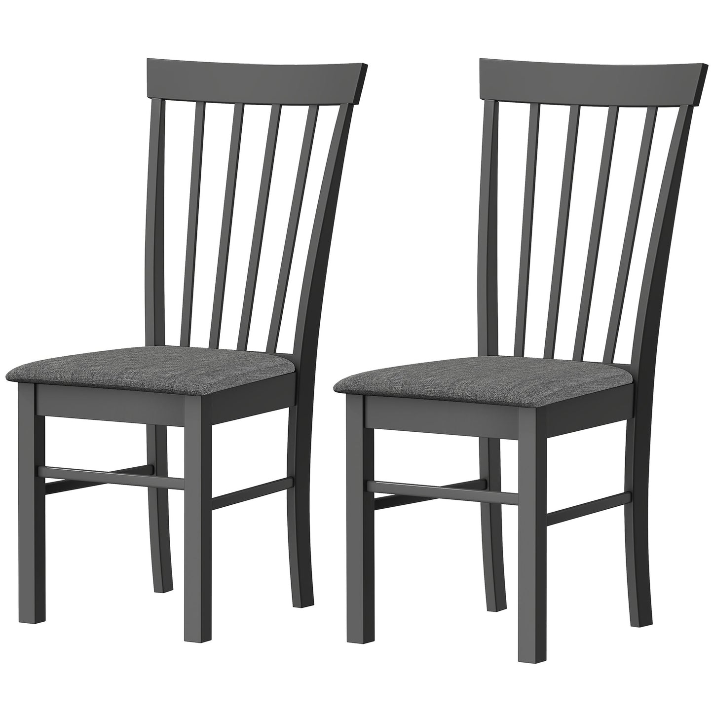 Farmhouse Upholstered Dining Chairs Set of 2 - Black & Gray