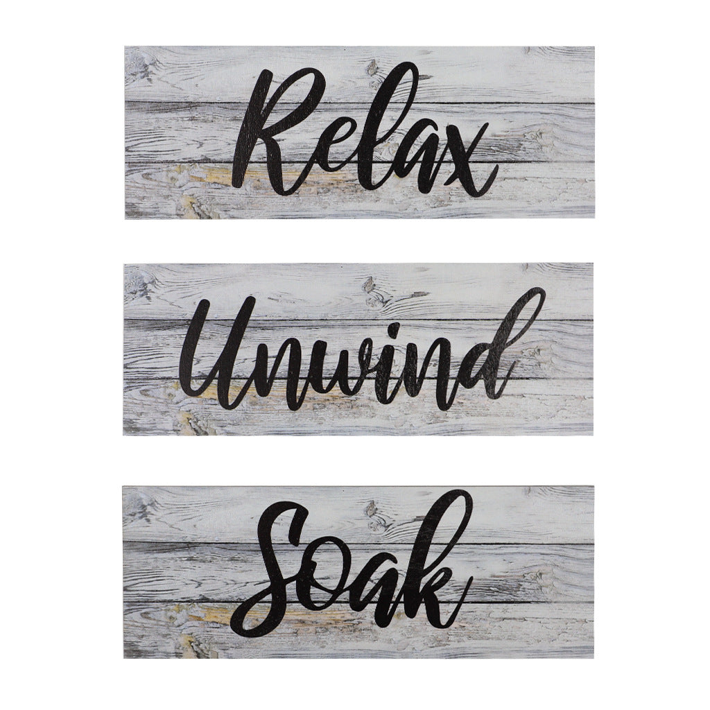 Retro Rustic Bathroom Wood Sign 3-Piece Craft Set - Home Decor