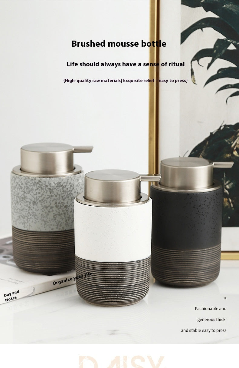 Ceramic Relief Pressed Mousse Bottles for Home & Garden Storage - White, Gray, Black