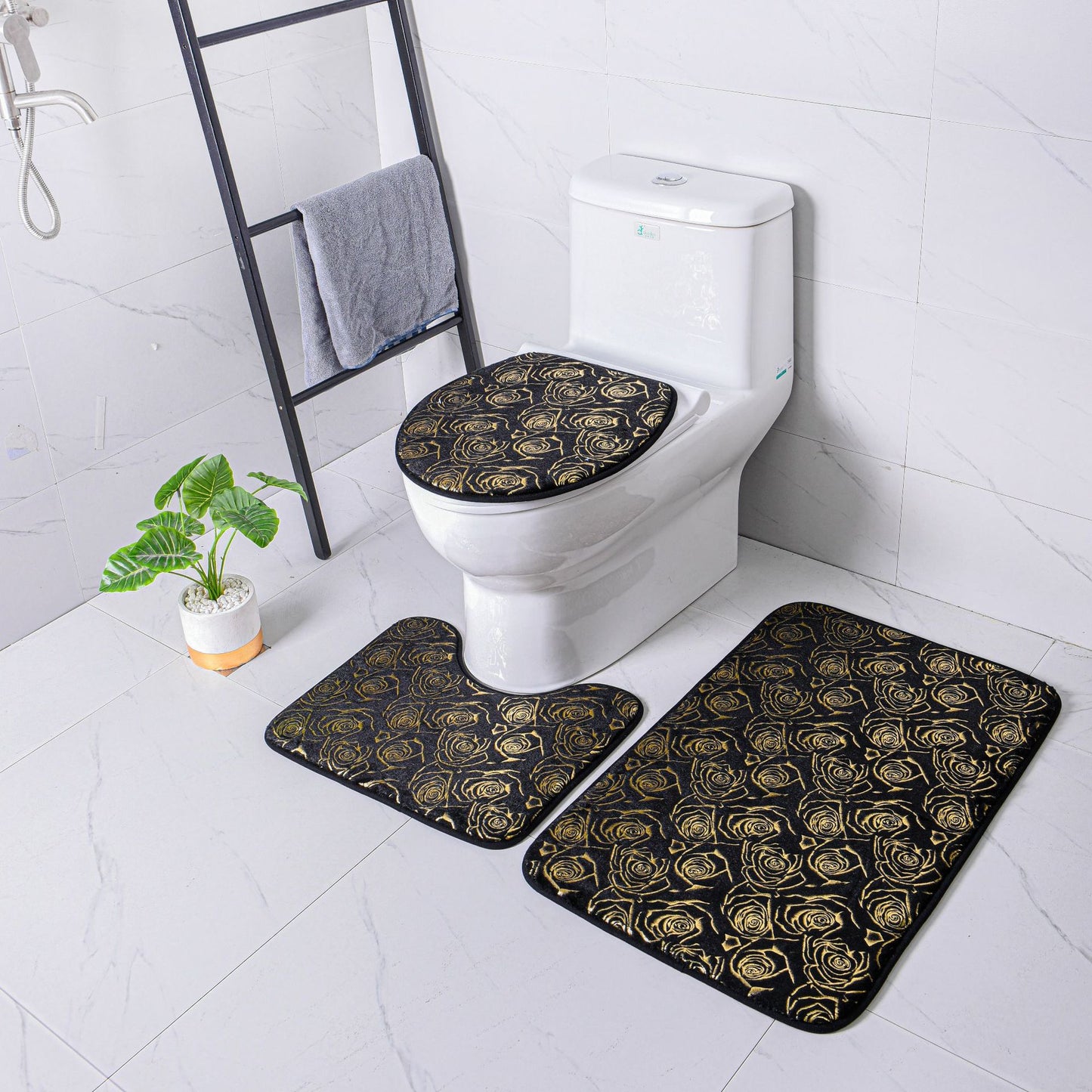 Gilding Carpet Bathroom Set Non-Slip Floor Mat Household Doorway Rug