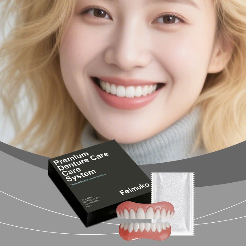 Dental Prosthesis Set - Resin Teeth Cap with Adhesive