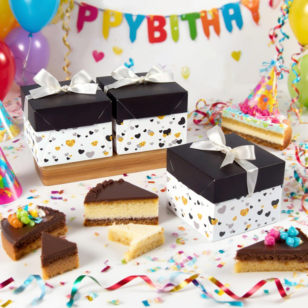 10 Pack Black and White Gift Boxes - Perfect for Events