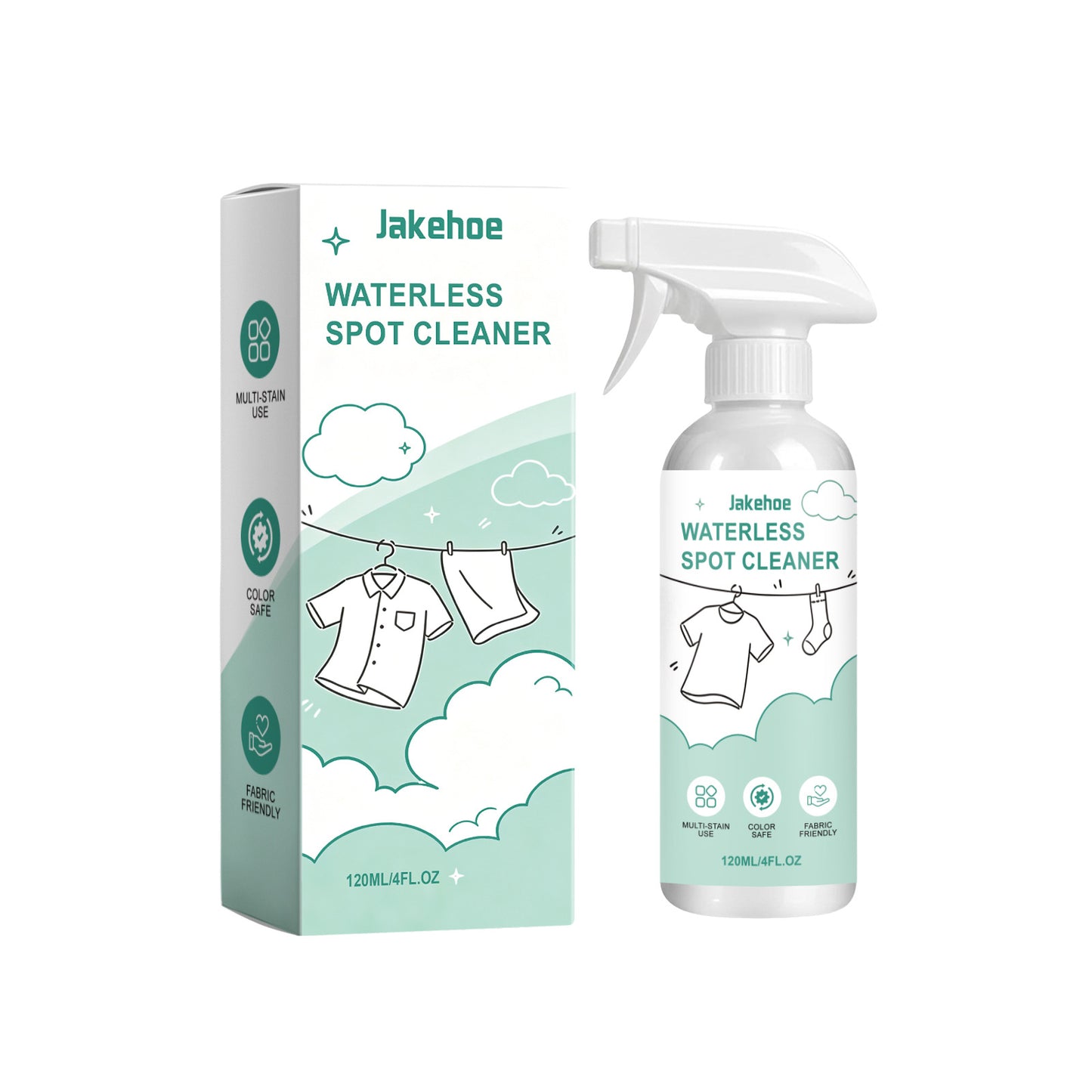 Waterless Fabric Stain Remover Spray 120ml No-Rinse Spot Cleaner