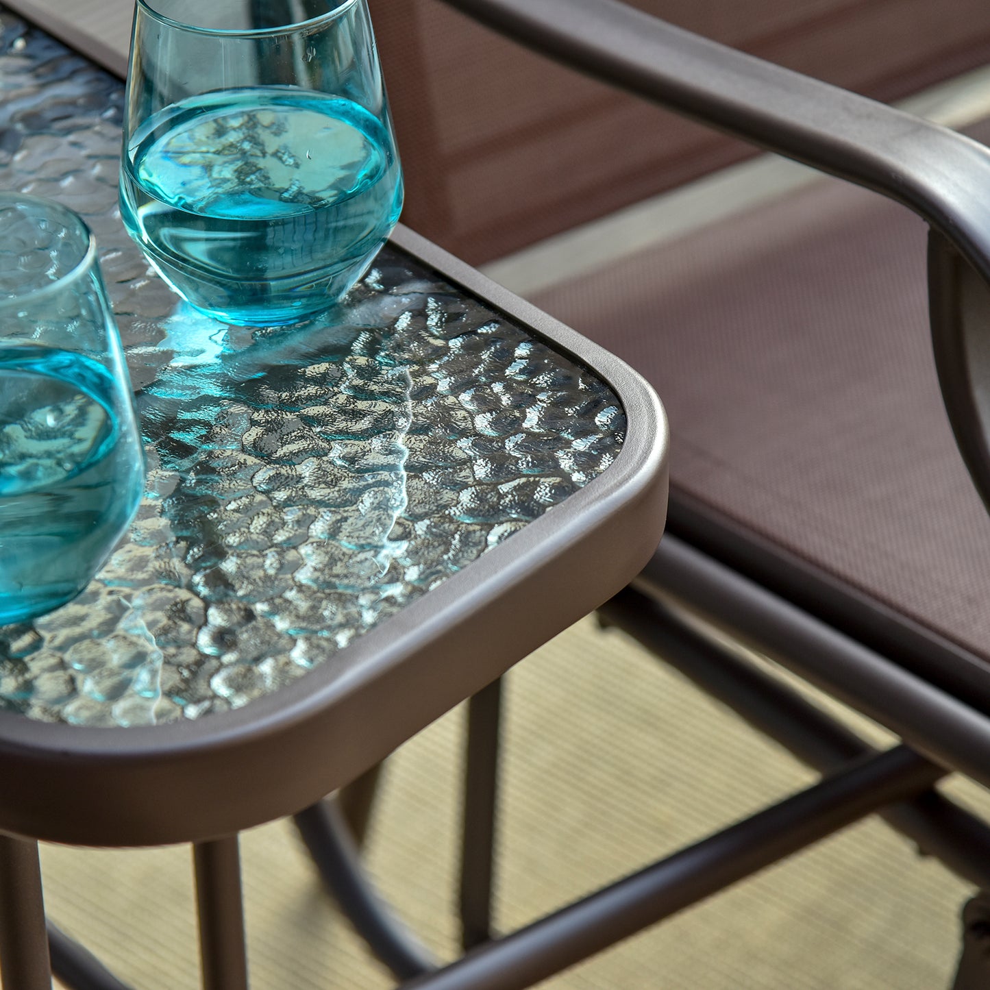 Outdoor Glider Chair and Coffee Table Set - 2-Seater Swing Loveseat