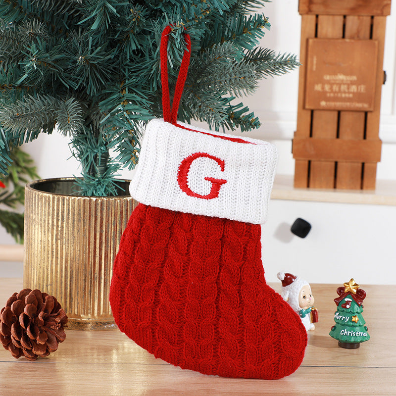 Christmas Stockings Decorative Wool Knitted Socks - Creative Tree Pendant
