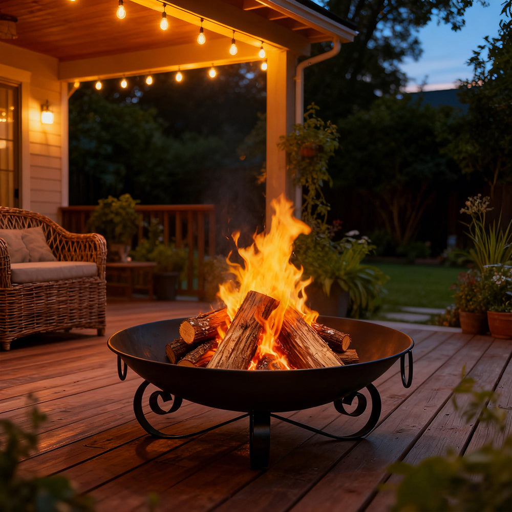 24 Inch Heavy-Duty Metal Fire Pit Bowl - Portable Outdoor Firepit