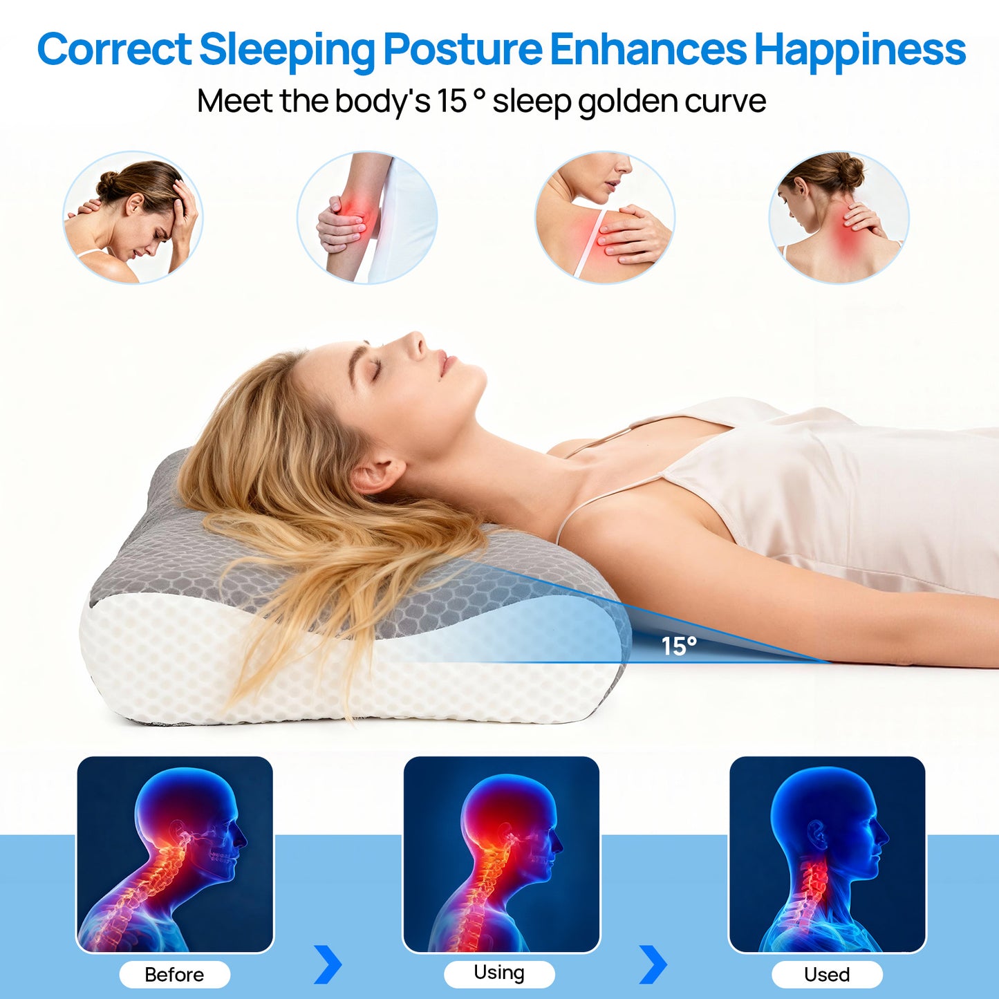 Cooling Ergonomic Memory Foam Neck Pillow - Multiple Variants