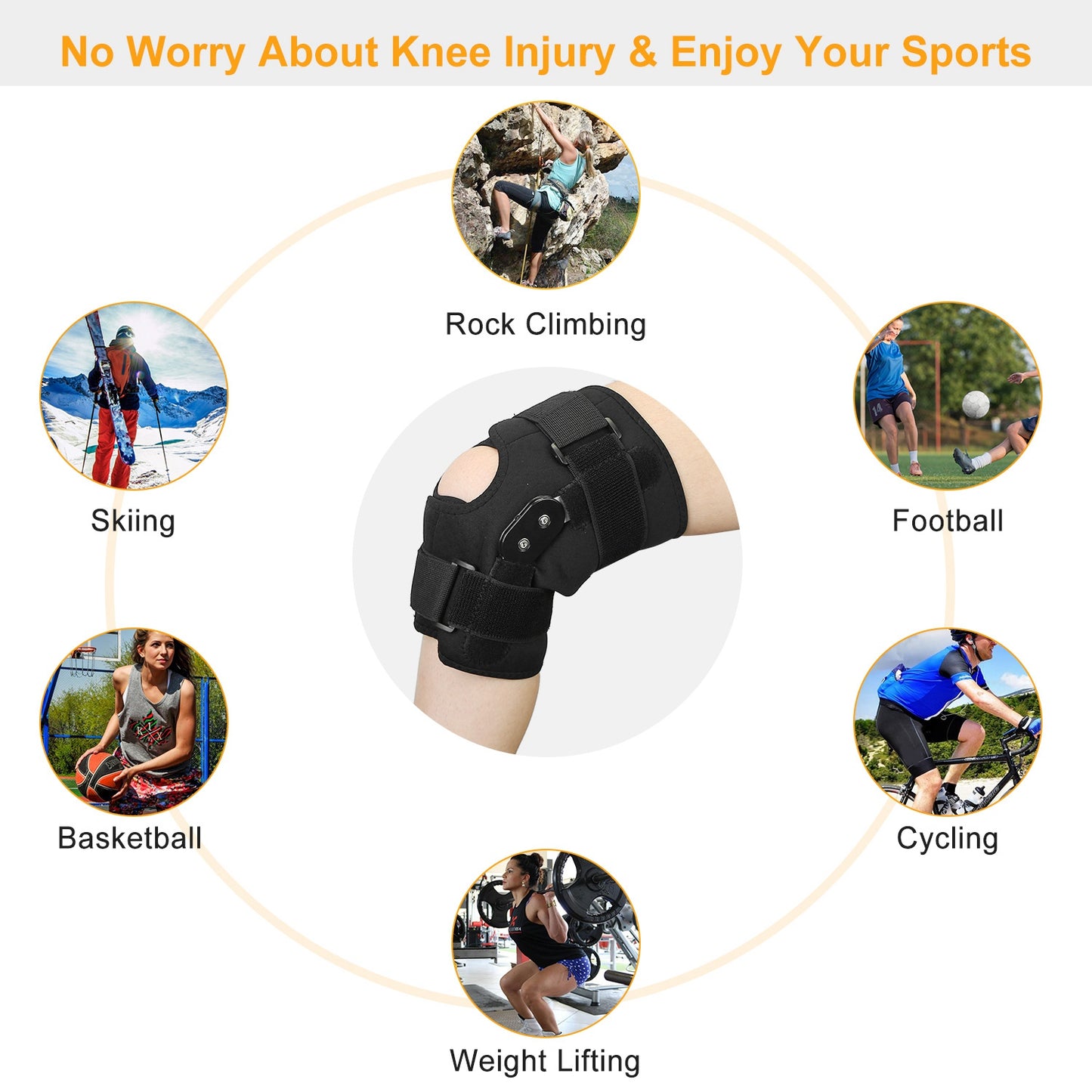 Adjustable Open Patella Knee Brace for Sports Support & Pain Relief