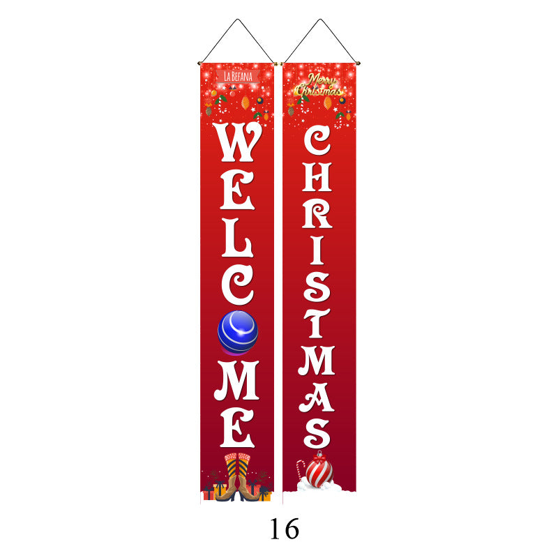 Christmas Lattice Curtain Hanging Flag for Festive Decor - Multiple Styles