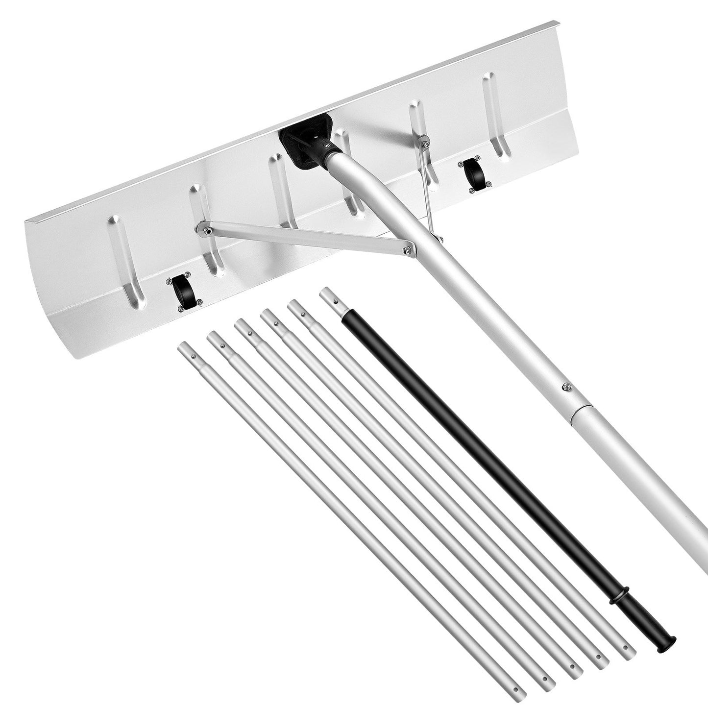 Adjustable Snow Roof Rake with Aluminum Blade & Wheels - 7.5-20 Ft Lightweight Debris Removal Tool