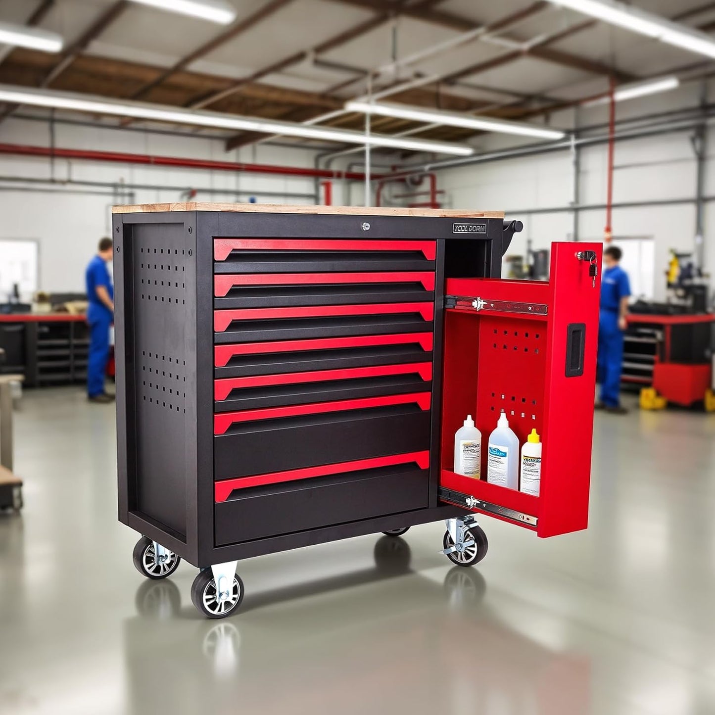 36-Inch 8-Drawer Tool Storage Cabinet Steel Garage Organizer with Casters
