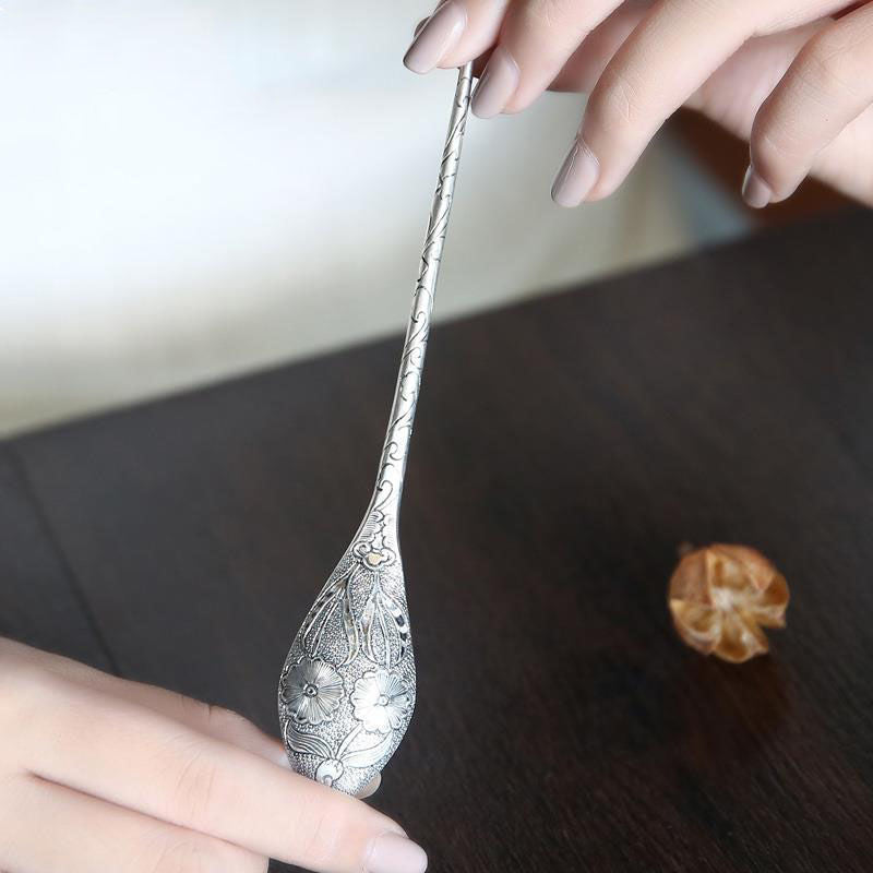 S925 Silver Floral Hairpin - Elegant Court Style