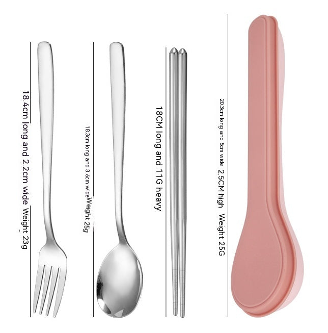 Stainless Steel Portable Flatware Set - Forks, Spoons & Chopsticks