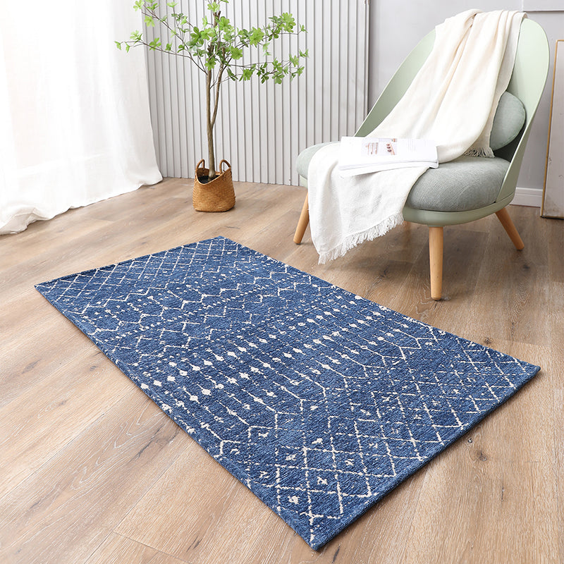 Moroccan Style Ethnic Nomadic Geometric Floor Rug Navy Blue 60x90cm