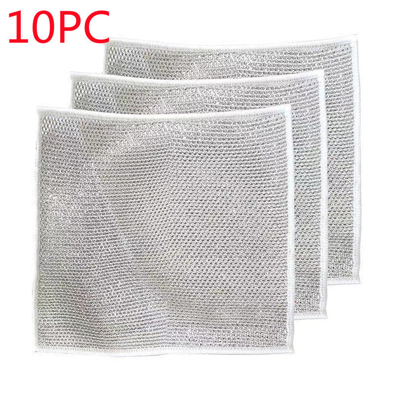 Steel Wire Dishcloth Mesh Cleaning Cloth - Multi-Layer Nylon Kitchen Sponge